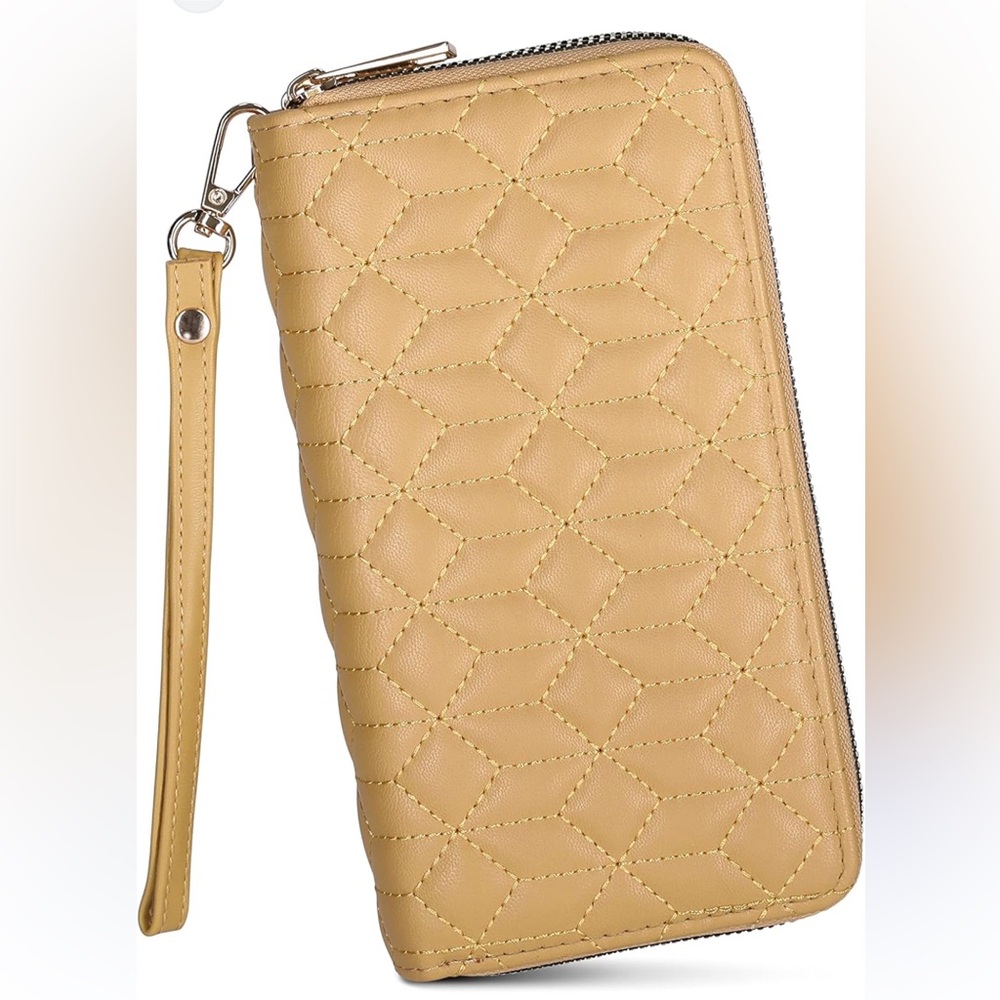 Couture Gems Butter Yellow Quilted Faux Leather Wristlet Wallet